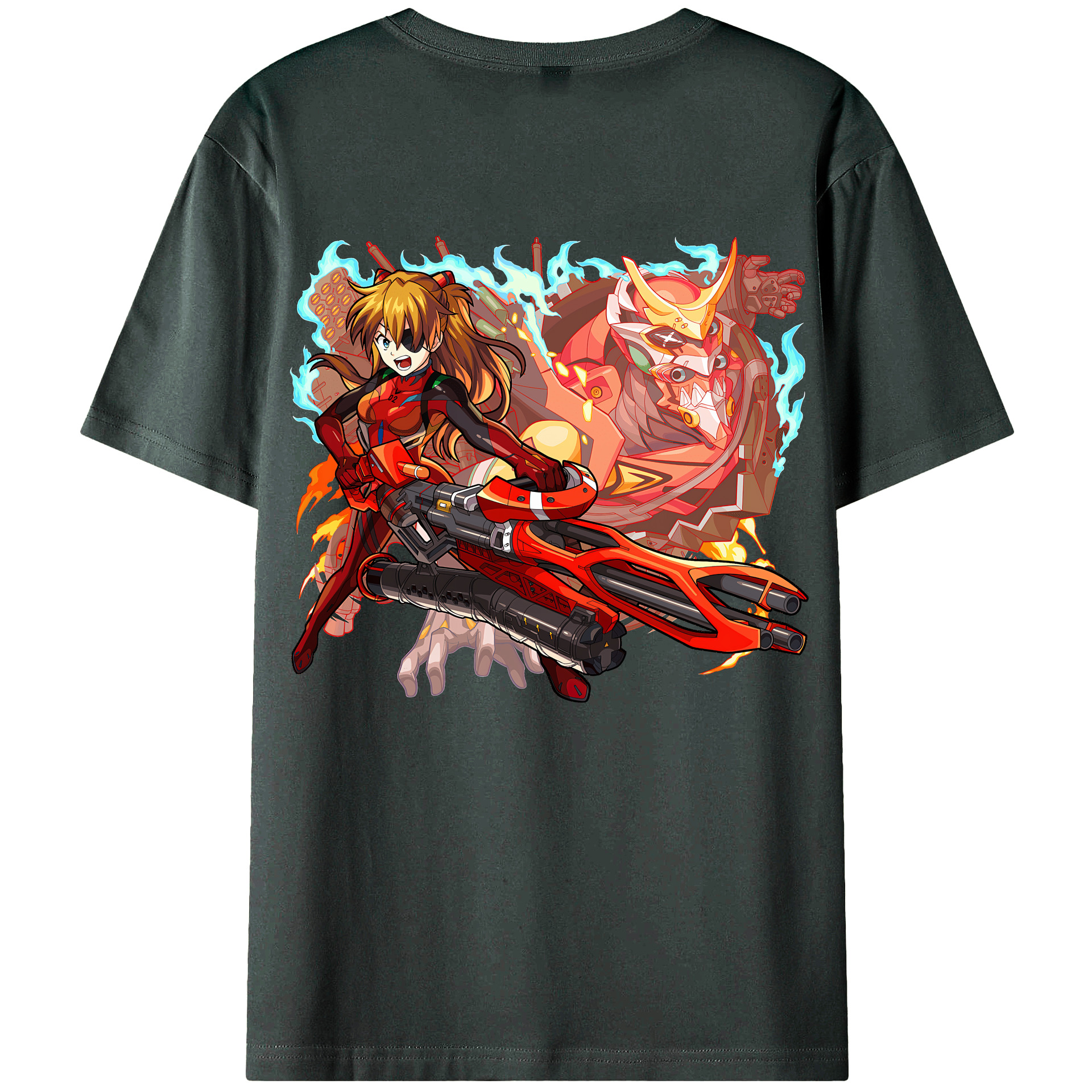 （画像用） EVA 新世紀エヴァンゲリオン 綿100％ メンズ半袖Tシャツ（バックプリント） 通気性
